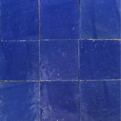 Carrelage sol et mur BEJMAT TRADITIONNEL GIOIA artisanal manuel marocain CARRE 10x10cm  Bleu royal - 35  Bleu royal - 35 -  - boîte de 1 m2