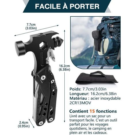 Cadeau Homme,15 en 1 Outil Multifonction en Acier Inoxydable, Gadget pour Survie Camping Accessoires Randonnée,Idée Cadeau Homme,Papa Original,Noel,Fete des Peres,Saint Valentin,Anniversaire (1/5)