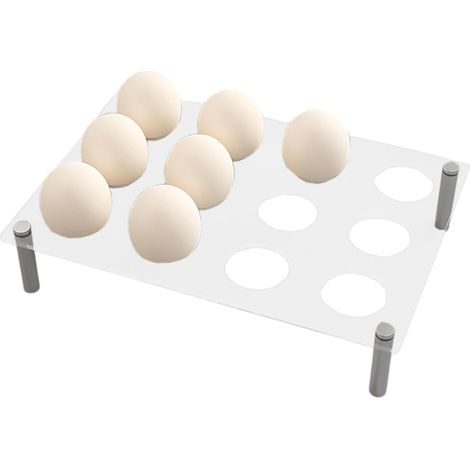 Support à œufs en acrylique transparent à 12 trous pour réfrigérateur, maison, cuisine, comptoir, étagère d'armoire de réfrigérateur (1/5)