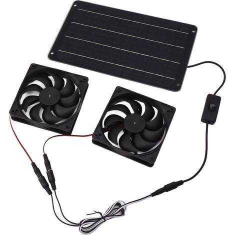 20-W-Solar-Doppellüfter-Set, energiesparend, 12 V, mit Solarpanel und Schalter für Gewächshaus und Tierhaus im Wohnmobil (1/5)