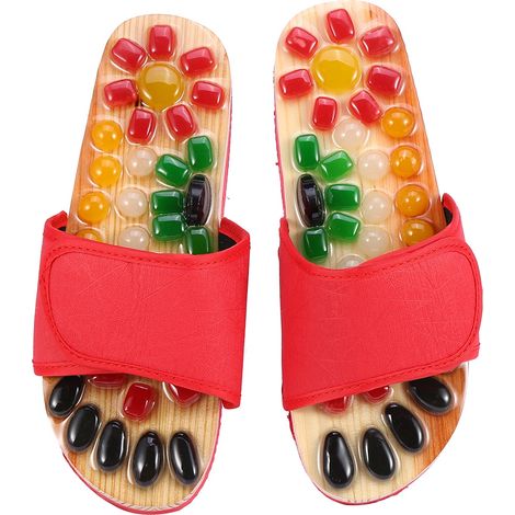 Chaussons de massage santé rouge 37, chaussures relaxantes pour pieds, activation sanguine et bien-être. (1/5)