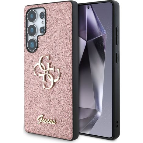 Custodia Guess con logo grande glitterato 4G in metallo per Samsung Galaxy S25 Ultra rosa (1/5)