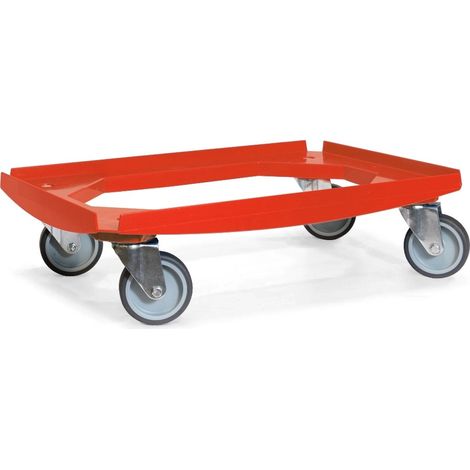 Chariot à roulettes - MESO - Plateau ABS rouge - 600x400 - 4 roues TPR 100mm - 250kg