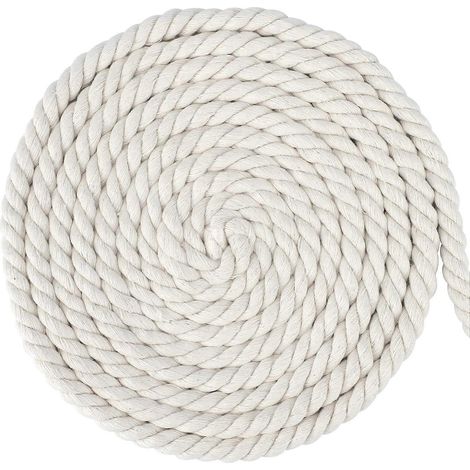 Corde en coton blanc de 10 m, fil de macramé de 12 mm, idéale pour la décoration murale suspendue de plantes et le tissage d'ornements bohèmes. (1/5)