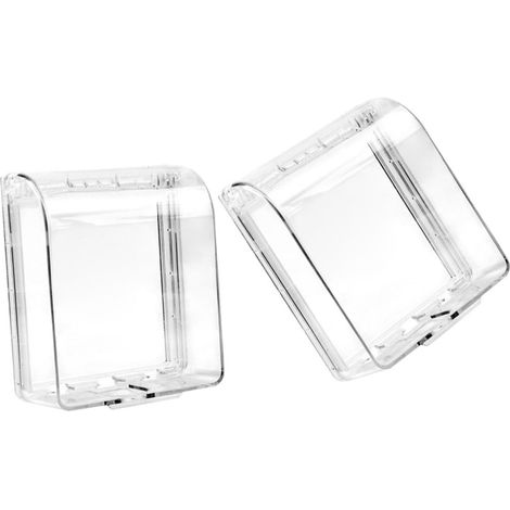 Lot de 2 Cache-prises étanches universel type 86 pour prises extérieures, plastique transparent. Protection imperméable et anti-poussière (1/5)