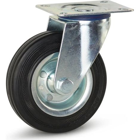 Roue pivotante caoutchouc inodore - MESO - Platine - 125 mm - 100 kg