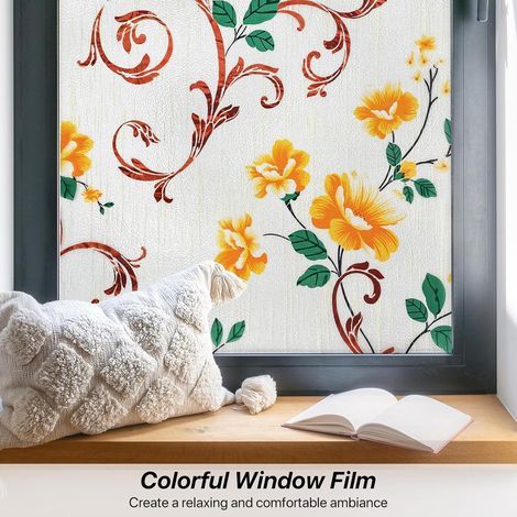 Film d'intimité 3D pour fenêtre en verre dépoli avec outils d'installation - Protection UV - Non adhésif - Pour fenêtre de maison - 44,5 x 200 cm (1/5)