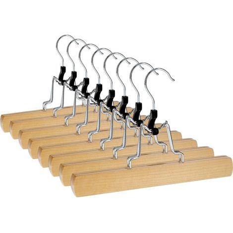 CCYKXA  Set of 8 Wooden Clip-On Trouser Hangers  Non-slip hanger with swivel hook
