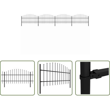 vidaXL Gartenabgrenzung - Gartenzaun mit Speerspitze Stahl 714,5 x 100 cm Schwarz (1/5)