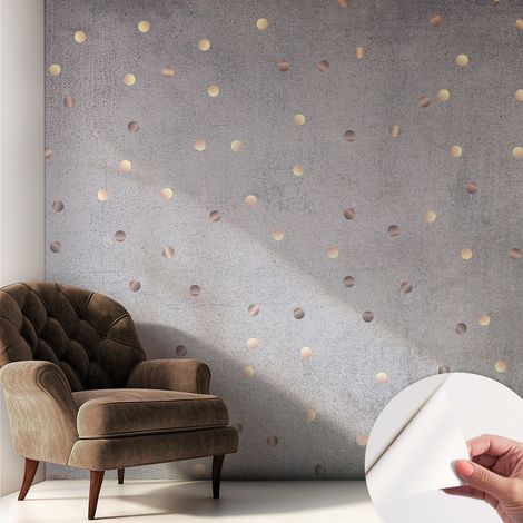 Papier peint autocollant Mural avec colle pour salon et chambre Décoration murale rapide Petits points symétriques 250x250 cm (1/5)