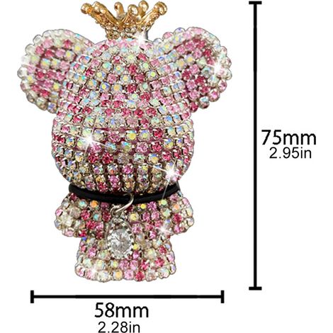 Désodorisant pour voiture, clip décoratif pour grille d'aération, motif ours en strass scintillants, accessoire de suspension pour l'intérieur de la voiture, convient à la décoration des grilles d'aér (1/5)
