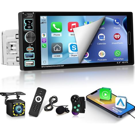 Autoradio 1 DIN écran Tactile, 6,9" IPS, Bluetooth 5.2, DSP Audio, Radio FM, USB (1/5)