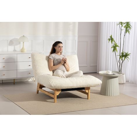 Fauteuil pouf sans accoudoirs en tissu côtelé pour adulte, avec dossier, pour salon et chambre (1/5)