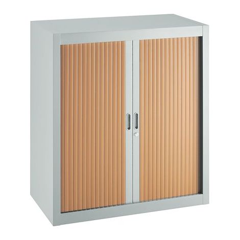Armoire à rideaux démontables Economique 100 x 90 cm gris clair-hêtre - Maxiburo