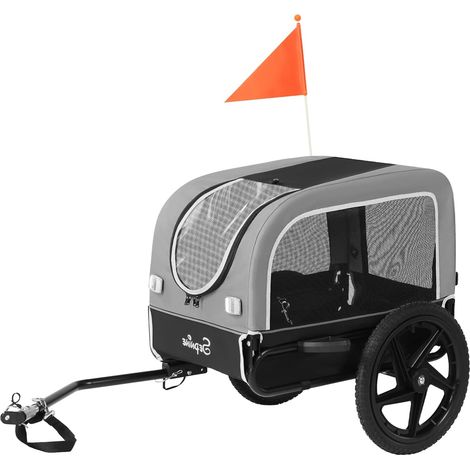 FIXIMASTER Remorque de Vélo Pliable pour Chien (Taille S et M), Charge Maximale 23kg, Transport Sécurisé avec Roues à Dégagement Rapide - Noir (1/5)