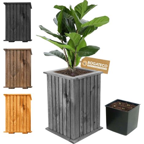 Jardinière Bois Bogateco 40x25x25 cm avec Bac Gris (1/5)