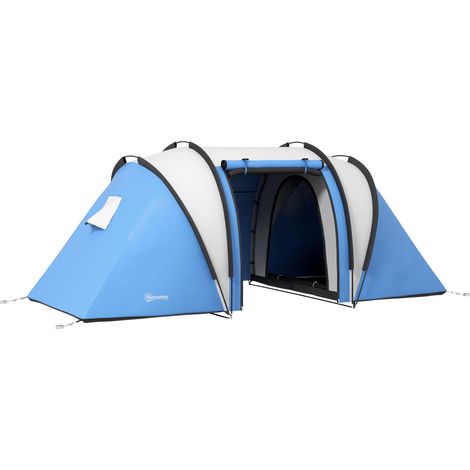 Tente familiale 4-5 places, 2 chambres et 3 fenêtres, imperméable, dimensions 450x220x180 cm, avec housse de transport incluse.