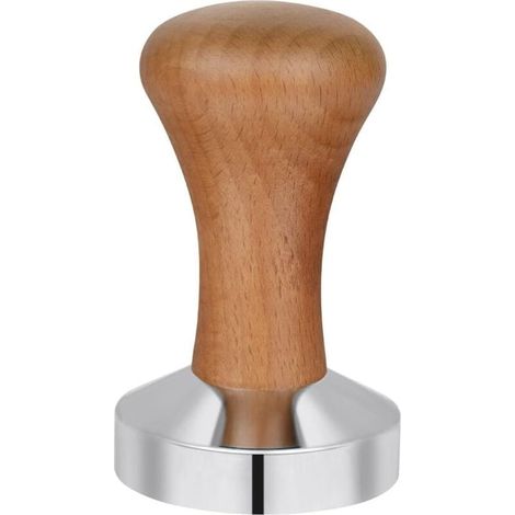 Prensa de café de acero inoxidable de 51 mm, prensa para café en polvo, prensa para café expreso, accesorio de cocina con mango de madera, para oficina, hogar y fiestas. (1/4)