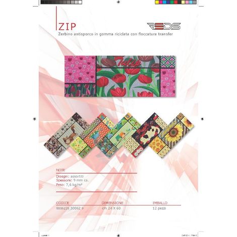 Zerbino cocco zip 24x60cm reds tappeto fuoriporta zip 24x60cm (1/2)