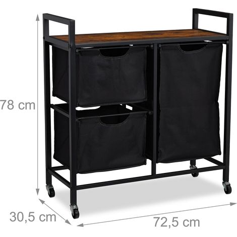 Mueble para ropa sucia 3 cestas extraíbles práctico diseño industrial baño 100 x 40 x 80 cm de metal gris 130014696 (1/4)