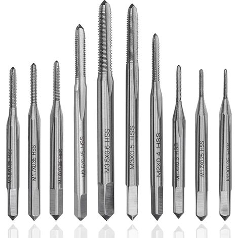 Jeu de 10pcs Mini Tarauds Métriques HSS, Tarauds Machine M1-M3.5 Outil de Filetage Taraudage Micro-tarauds à Tarauder pour Horloge Montre Bricolage (1/5)