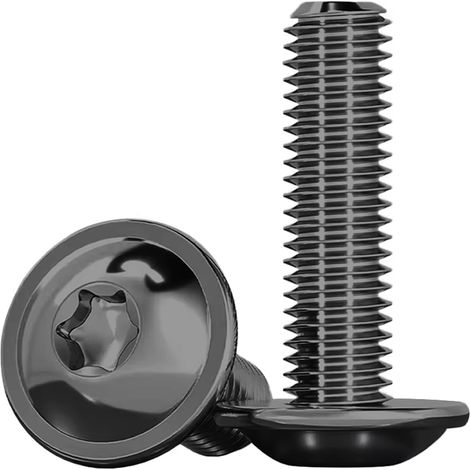 Vis Pour Machines 10 Pièces M8x25mm Vis Torx Noir à Tête Plate Avec Bride Tête Bombée à Brides 7380-2 Acier Inoxydable A2 V2A Filetée Filetage Complet (1/5)