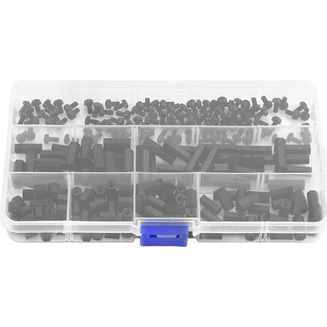 Kit d'assortiment de 250 vis d'espacement femelles M3 en nylon pour colonne hexagonale (entretoise femelle M3 B)
