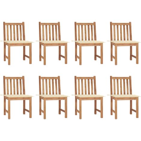 Gartenstühle 8 Stk. mit Kissen Massivholz Teak (1/5)