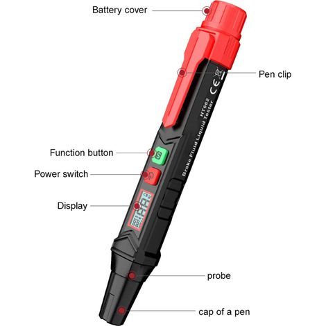 Testeur Liquide de Frein, Stylo Liquide de Frein avec écran LCD, Testeur de liquide de frein, DOT3 DOT4 DOT5.1 testeur d'humidité de liquide de frein (1/5)