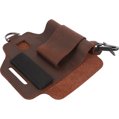 Sacoche ceinture à outils en cuir, multifonctionnelle et portable, marron, idéale pour les aventures en plein air et les travaux de réparation. (1/5)