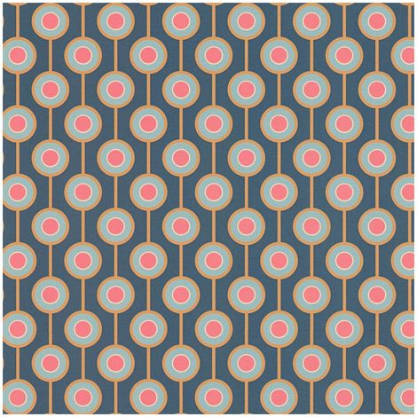 Retro wallpaper wall Profhome 395371 hot embossed non-woven wallpaper slightly textured with geometric shapes matt blue ochre yellow red light blue 4,5 m2 (1/5)