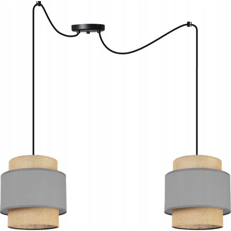 LAMPADA A SOSPENSIONE, LAMPADARIO DA SOFFITTO, PARALUME, BOHO JUTA (1/5)