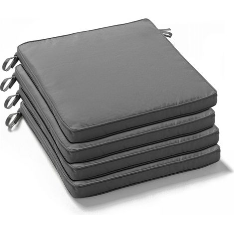 Lot de 4 galettes de chaise polyester gris 40x40x3 cm