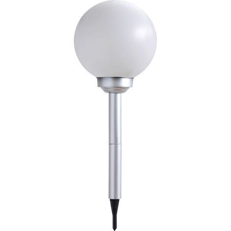 LED Solar Garten Steck Lampe Terrassen Beleuchtung Außen Erdspieß Kugel Leuchte weiß silber