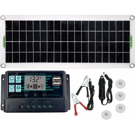 Contrôleur de Charge 100A avec Écran LCD, Régulateur de Batterie pour Panneau Solaire 12V/24V, Double USB (1/5)