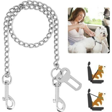 Attache Ceinture Securite Chien Voiture Harnais 85cm, Laisse Chien Voiture Anti-Morsure en Acier Inoxydable 3 en 1 pour Les Boucle de Ceinture de Sécurité, Les Coffre et ISOFIX
