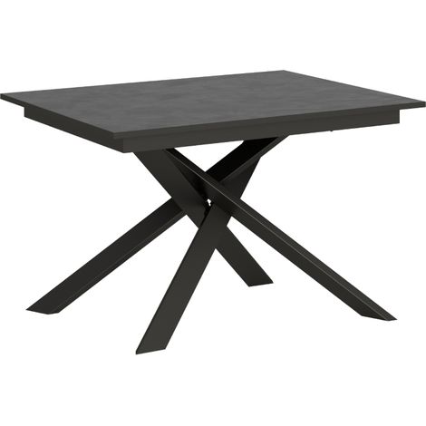 Tavolo "Varese" allungabile in legno per sala da pranzo -90 x 120 + 60 cm / Antracite Spatolato (1/5)