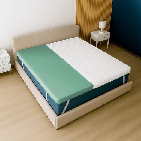 The White Stone Surmatelas 140x190 en Mousse à Mémoire de Forme avec Hauteur de 5 cm - Respirant et Hypoallergénique - Produit en Italie