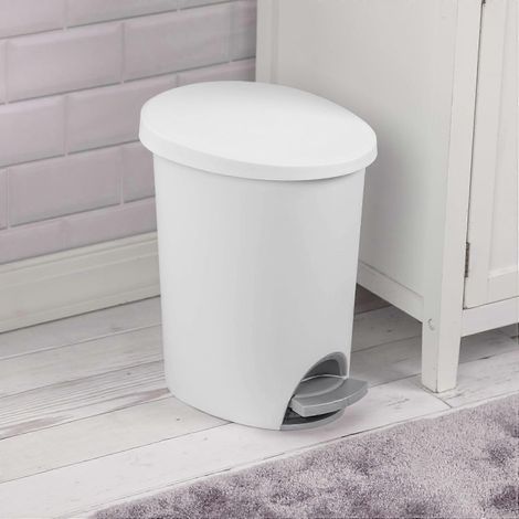 Poubelle de salle de bain à pédale blanche avec couvercle 98 L plastique hygiénique facile à nettoyer pour meuble-lavabo (1/5)