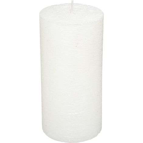 Bougie Blanc Brossé H 14 cm 380G - Feeric Christmas