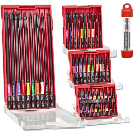 51-teiliges Impact Torx Schraubendreher-Bit-Set T7-T40 25/50/75/150 mm, S2 Stahl-Schraubendreherbits mit magnetischem Bithalter, 75 mm lang, und Aufbewahrungskoffer – 25/50/75/150 mm (1/5)