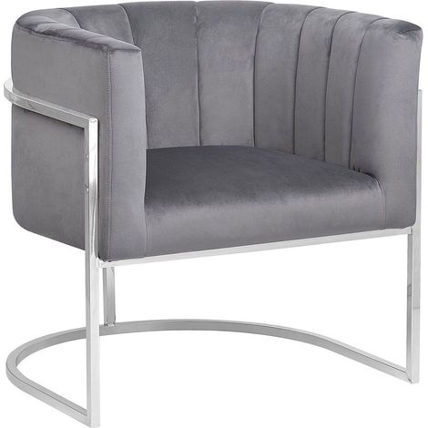 Sessel LARVIK Samtstoff Grau