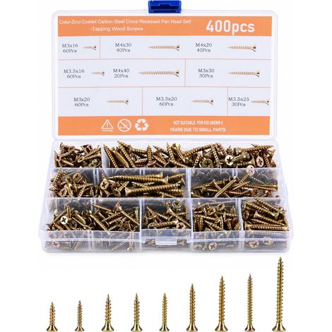 Vis à Bois Lot de 400 Tête Fraisée Croix M3 M3.5 M4 (1/5)