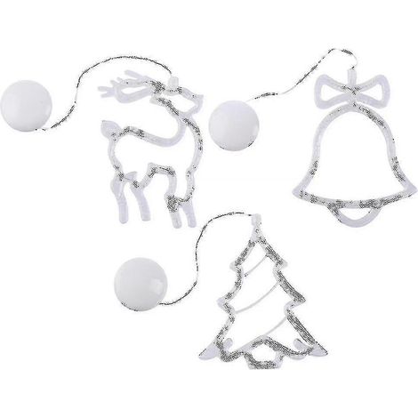 Lot de 3 lampes à ventouse en verre avec LED, thème Noël (1/2)