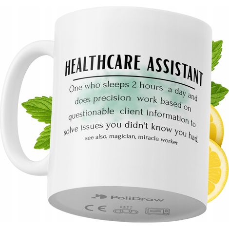Tazza divertente e umoristica per assistente sanitario, ideale per caffè e tè, con grafica e testo divertenti. Perfetta per compleanni, onomastici e festività. Tazza premium per occasioni speciali, pe (1/5)