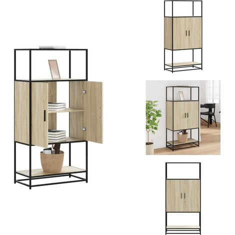 Buffet haut chêne sonoma 68x35x139 cm bois d'ingénierie métal - Buffet Haut - Buffets Hauts - Armoire Latérale - Armoire Haute (1/5)