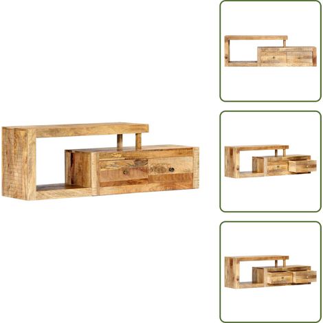 The Living Store Meuble TV 120x30x40 cm Bois massif de manguier - Meuble tv bois