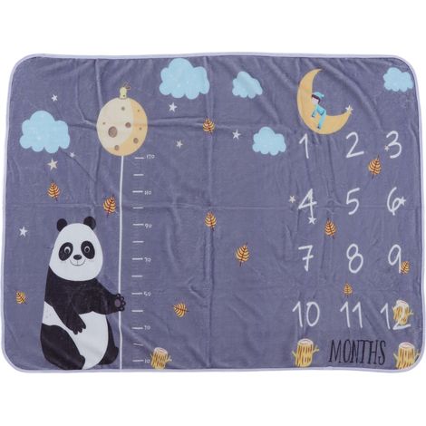 Couverture Panda Évolutive Bébé - Tissu Doux pour Photos et Suivi Mensuel des Progrès (1/5)