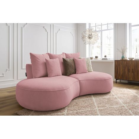 BOBOCHIC - Canapé droit fixe 3 places SAINT-GERMAIN tissu texturé Rose (1/5)