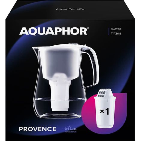 AQUAPHOR Provence bianco Caraffa filtrante con 1 Filtro A5 I Filtro per Acqua caraffa da 4,2l Realizzata in TRITAN I Riduce calcare e Cloro I Filtro Acqua da Tavolo I Perfetto per la Famiglia